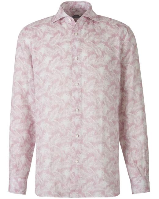 Vincenzo Di Ruggiero Pink Palm Trees-Print Shirt for men