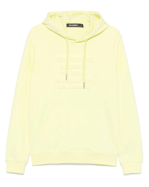 Karl Lagerfeld Yellow Slogan-Embossed Hoodie for men