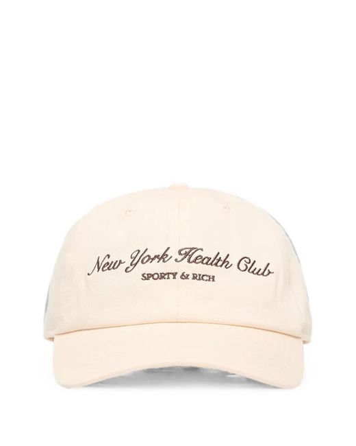 Sporty & Rich Natural Ny Health Club Logo-Embroiderer Baseball Cap