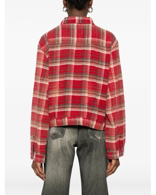 R13 Red Plaid-Pattern Shirt Jacket