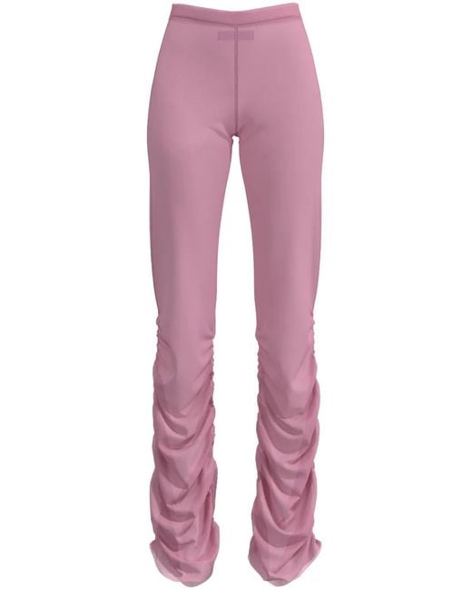 MACCAPANI Red Ruched Crepe Slim-Fit Trousers