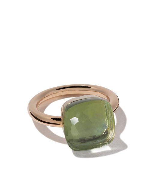 Pomellato Green 18kt Rose Gold And 18kt White Gold Nudo Maxi Ring