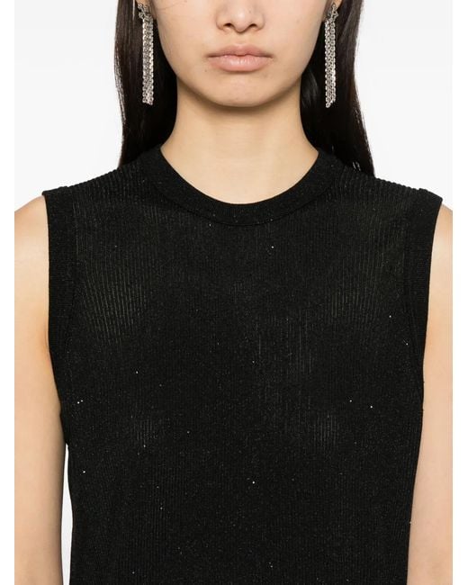 Tom Ford Black Sequin-Embellished Ribbed Tank Top