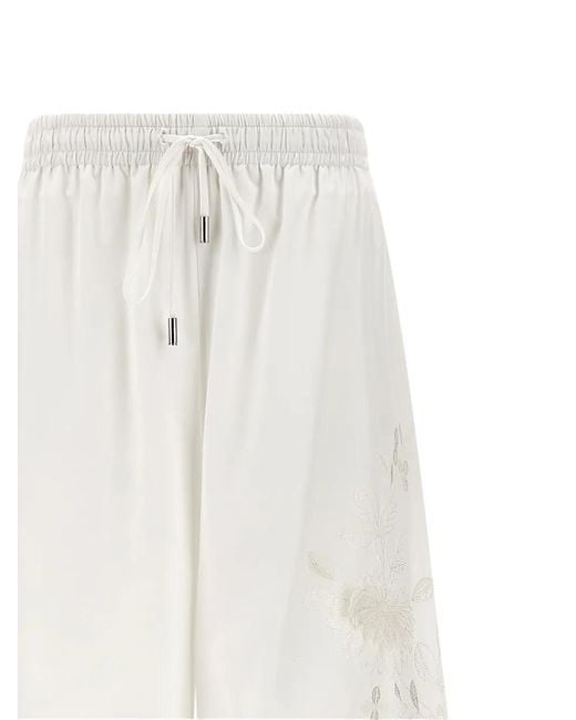 Ermanno Scervino White Lace-insert Trousers