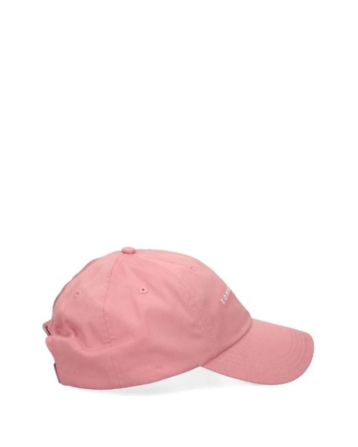 Gorra de algodón con logo bordado Tommy Hilfiger de color Pink