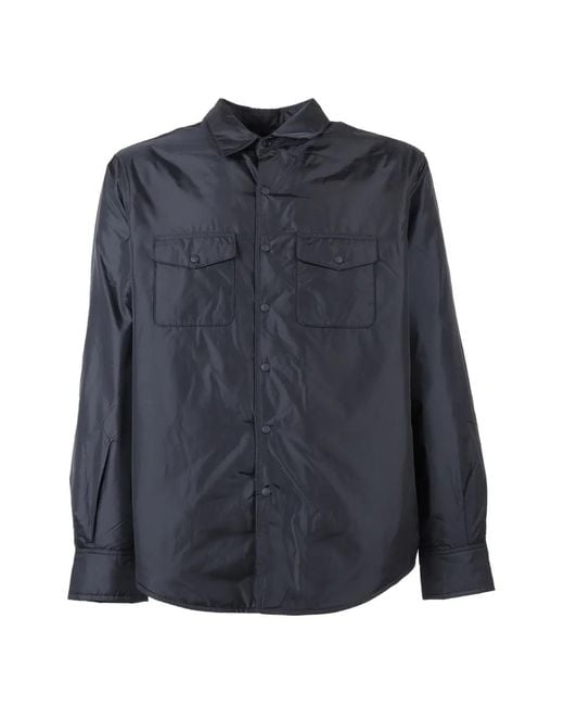 Aspesi Blue Chemise Matelassée À Poche Poitrine for men