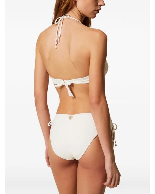 Twinset White Bikini Briefs With Drawstring