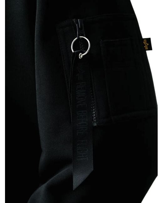 Alpha Industries Black Logo-Embroidered Zip-Pocket Sweater for men