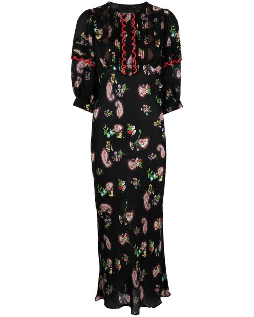 Cynthia Rowley Midi-jurk Met Bloemenprint in het Black