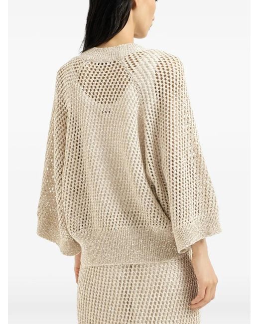 Brunello Cucinelli Natural Dazzling Texture Net Cardigan