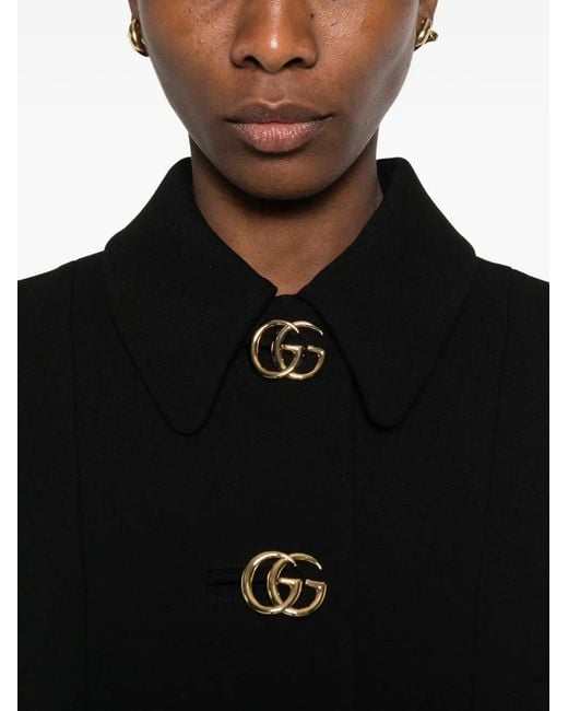 Gucci Black Logo-Button Cropped Jacket