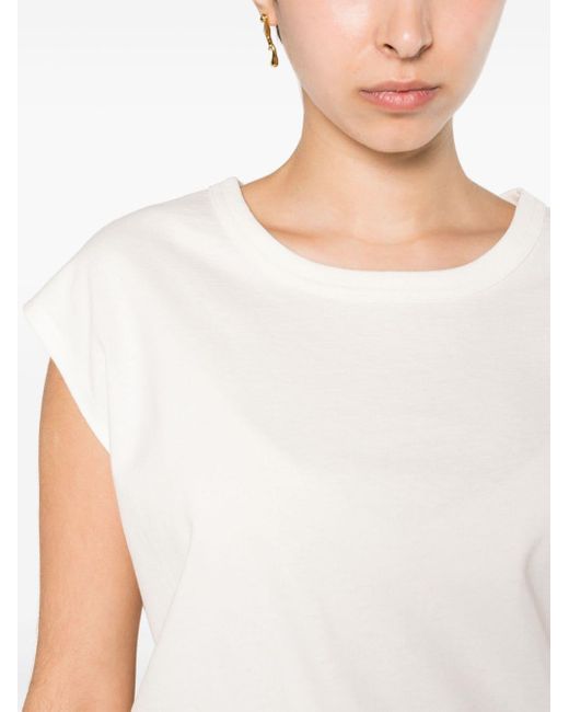 Lemaire White T-Shirt mit angeschnittenen Ärmeln