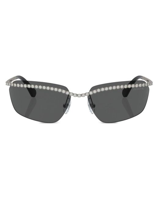 Swarovski Gray Pavé-band Rectangle-frame Sunglasses