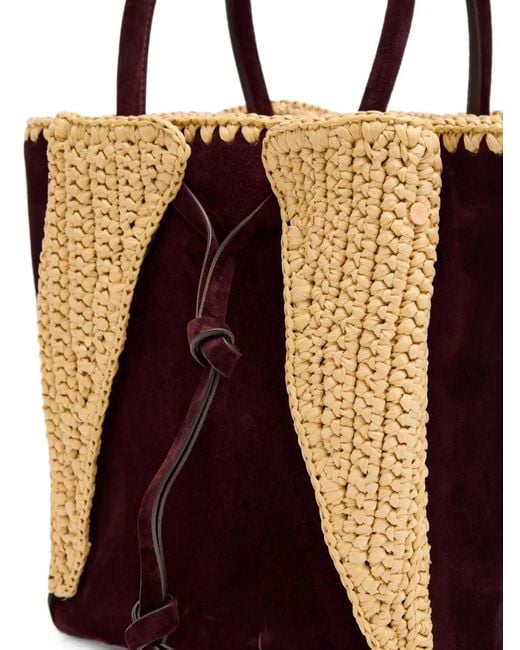 Gabriela Hearst Black Small Marija Suede-Panel Raffia-Trim Tote Bag