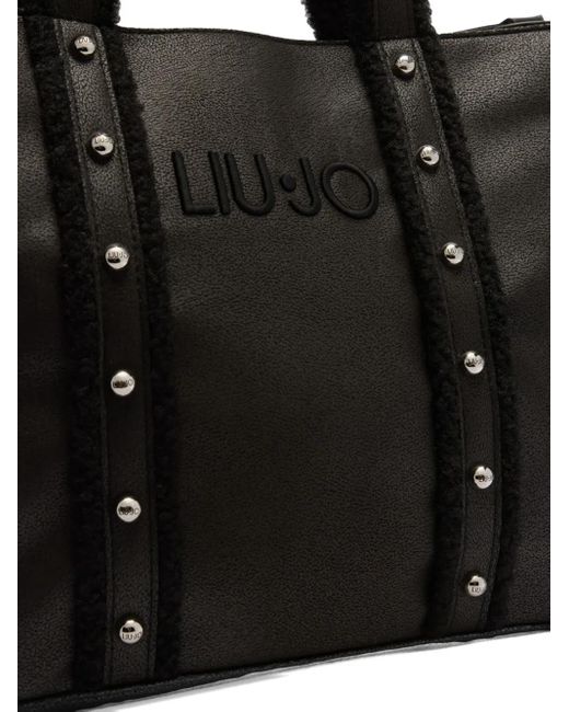 Liu Jo Black Large Stud-Embellished Tote Bag