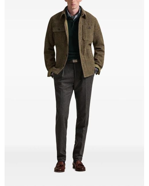 Polo Ralph Lauren Green Herringbone-Pattern Shirt Jacket for men