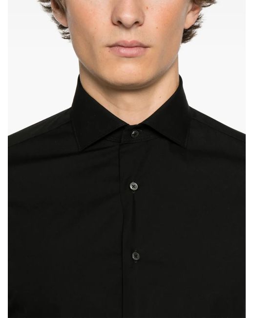 メンズ Canali ポプリン シャツ Black