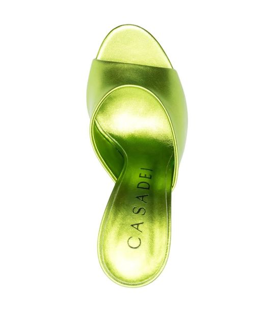 Casadei Green 105Mm Metallic Leather Sandals