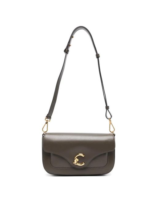 Coccinelle White Sac Porté Épaule En Cuir À Plaque Logo