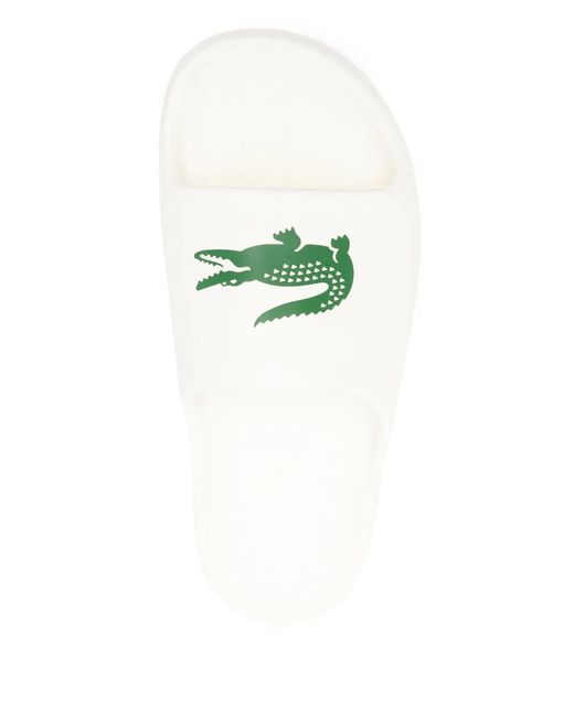 Lacoste White Logo-Print Slides for men