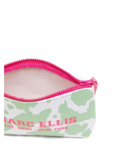 Marc Ellis Green Buby Pouch Cowboy Cow-Print Logo-Print Clutch Bag