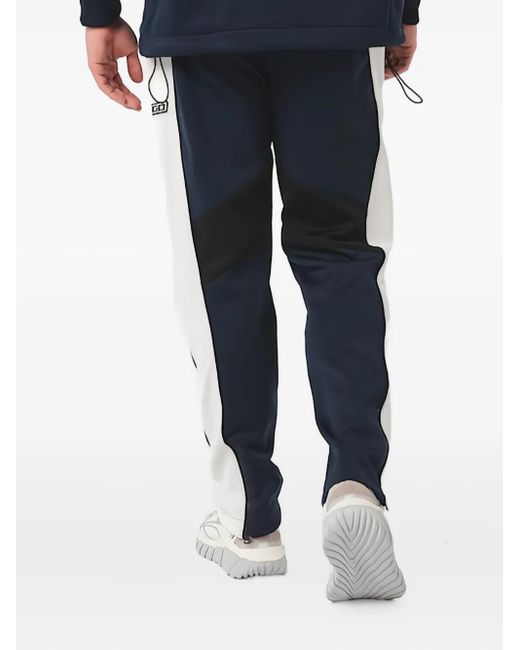 HUGO Blue Panelled Logo-Patch Track Pants for men