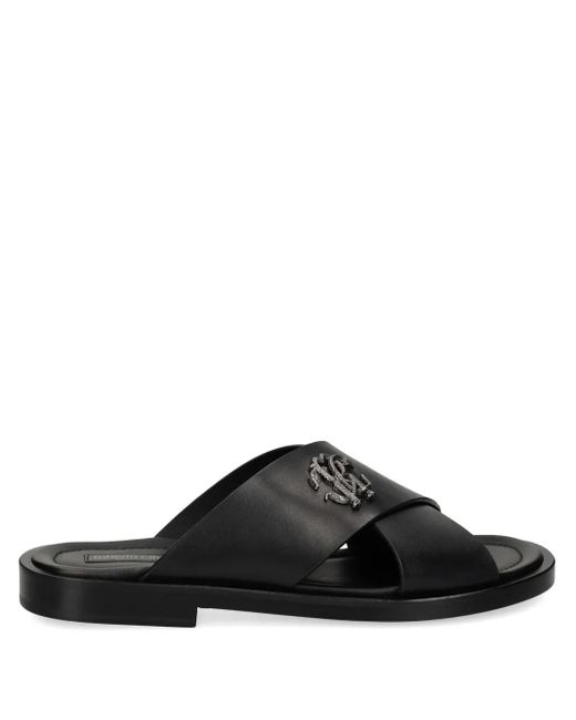 Roberto Cavalli Mirror Snake Slippers Met Monogram in het Black voor heren