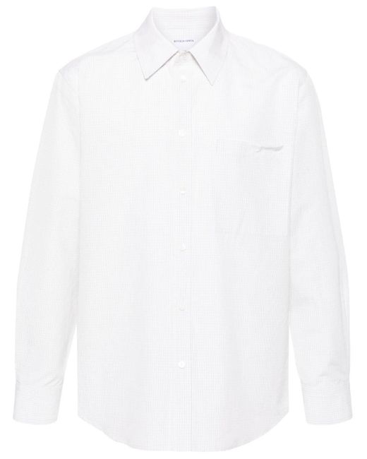 Bottega Veneta White Micro-check Button-up Shirt for men