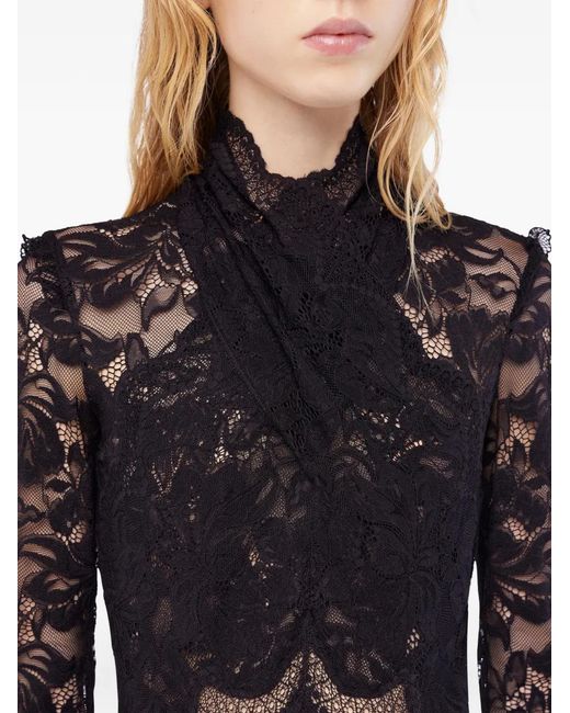 Rabanne Black Maxi Long-Sleeves Lace Dress