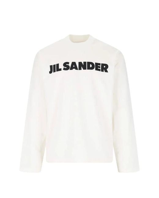 Jil Sander White Logo-Print Long-Sleeve T-Shirt for men