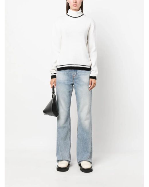 MSGM White Stripe-Edge Wool-Blend Jumper