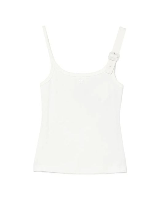 Courreges Geribbelde Tanktop in het White