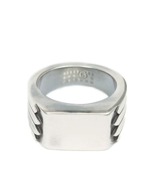 Anello Minimal Con Logo 4Mm di MM6 by Maison Martin Margiela in Gray da Uomo