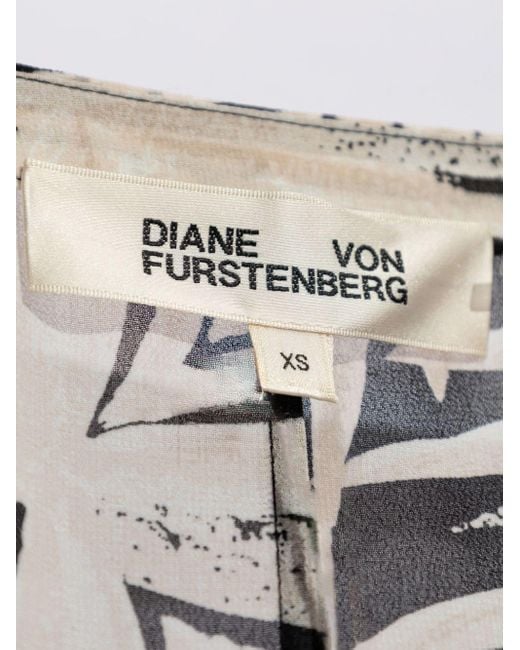 Diane von Furstenberg Gray Graphic-print Asymmetric Dress