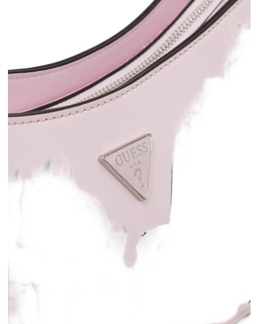 Guess Pink Arnela Logo-Plaque Shoulder Bag