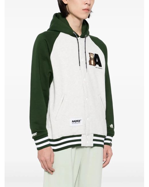 Aape By A Bathing Ape Black Logo-Patch Hooded Jacket for men