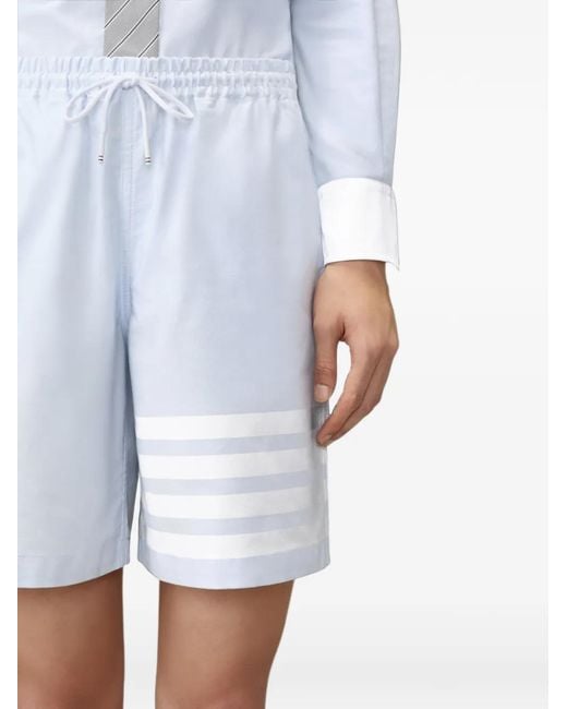 Thom Browne Blue Oxford 4-Bar Rugby Shorts for men