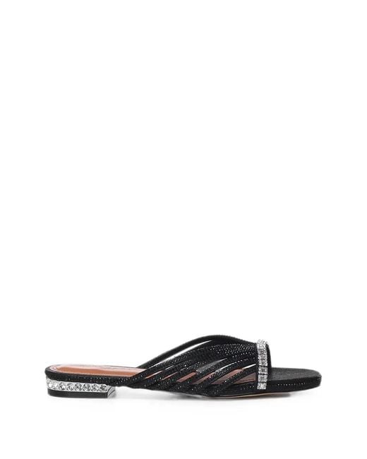 Kurt Geiger White Crystal Strap Flat Mules