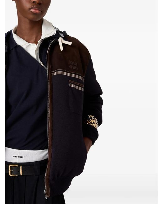 Miu Miu Blue Drawstrings Hooded Jacket