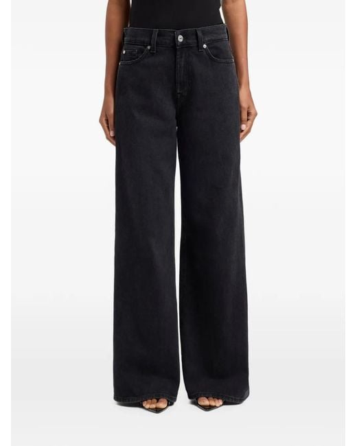 7 For All Mankind Black Lotta Wide-Leg Jeans