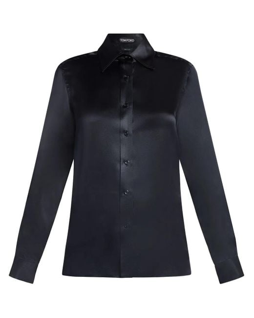 Tom Ford シルクシャルムーズ シャツ Blue