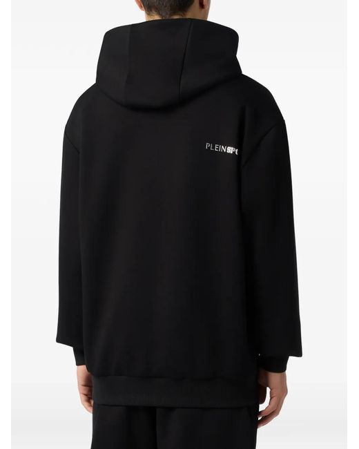 Philipp Plein Black Chrome Scratch Hoodie for men