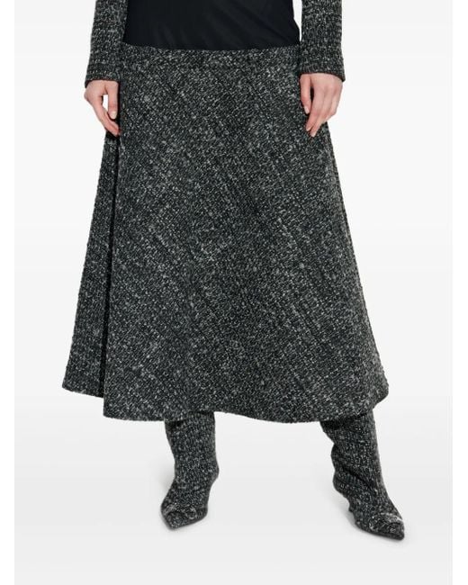 DIESEL Black Panelled High-Waisted Midi Skirt