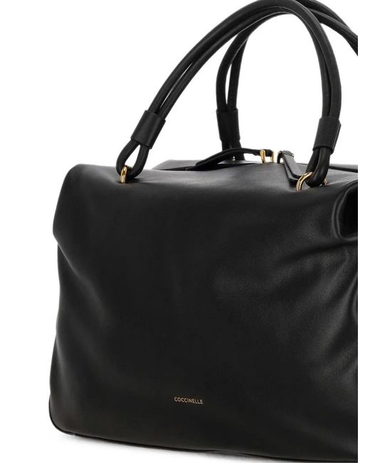 Coccinelle Black Medium Lizzie Leather Tote Bag