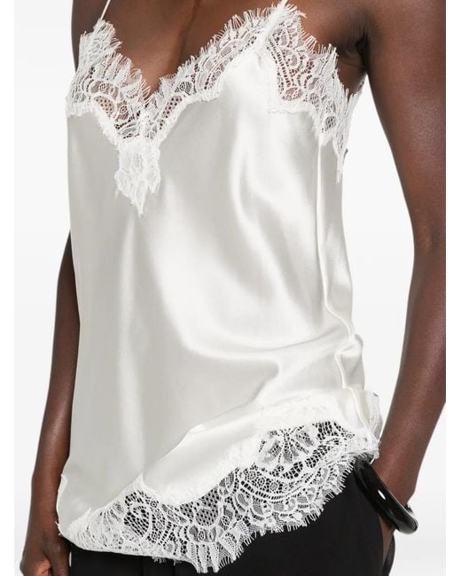MANSPHIL White V-Neck Lace-Trim Top