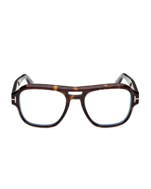 Tom Ford Brown Tortoiseshell Pilot-Frame Glasses for men
