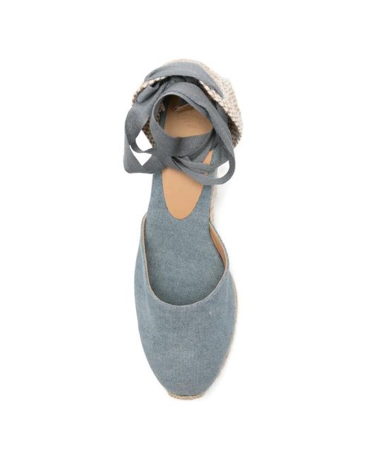 Castaner Blue Carina Tie-Ankle Canvas Espadrilles