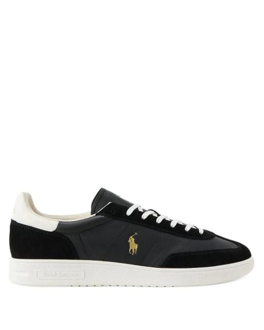 Polo Ralph Lauren Black Bedford Leather Suede Sneakers for men