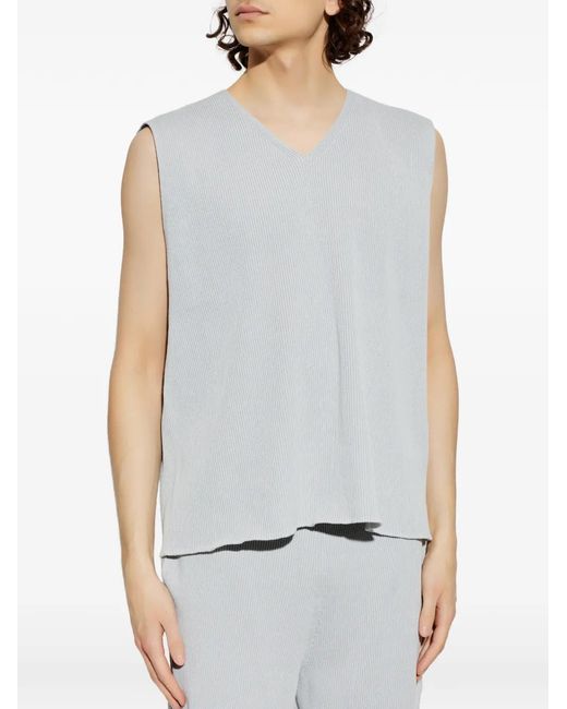 トップス ISSEY MIYAKE HOMME PLISSE V-Neck Vest Homme Plissé Issey Miyake V-Neck Pleated Vest in White for Men | Lyst