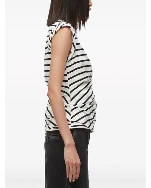 3.1 Phillip Lim Black Draped Striped Tank Top